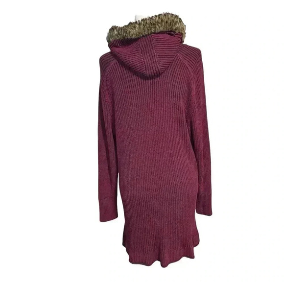 Eddie Bauer Burgundy Zip Up Hooded Sweater Size XL - Picture 5 of 5